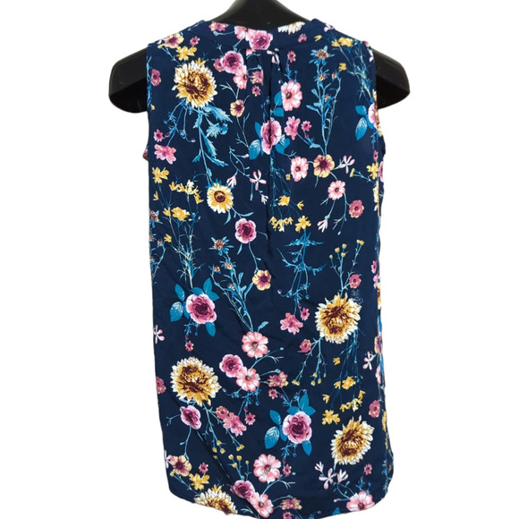 BAILEY & CHLOE Black Floral Sleeveless V-Neck Top Medium - Picture 2 of 6